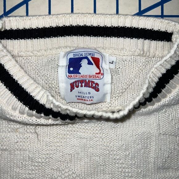 White Crewneck Men's Cardigan Sweater - Picture 7 of 9